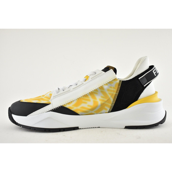 Fendi Mens Vertigo Flow Yellow Monogram White FF Logo Side Zip Low Sneaker 12 13 - Picture 7 of 12